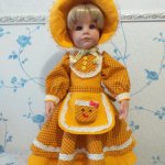 Платье капор и фартук для Готц, Gotz, 48-52 см и аналогичных кукол  Дачница