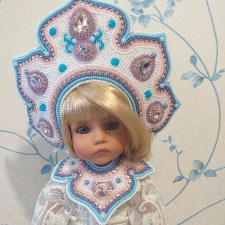 Кокошник оплечье и накосник для кукол  На заре