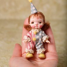 Авторская миниатюрная кукла на теле мини YMY . Рост 8,5 см