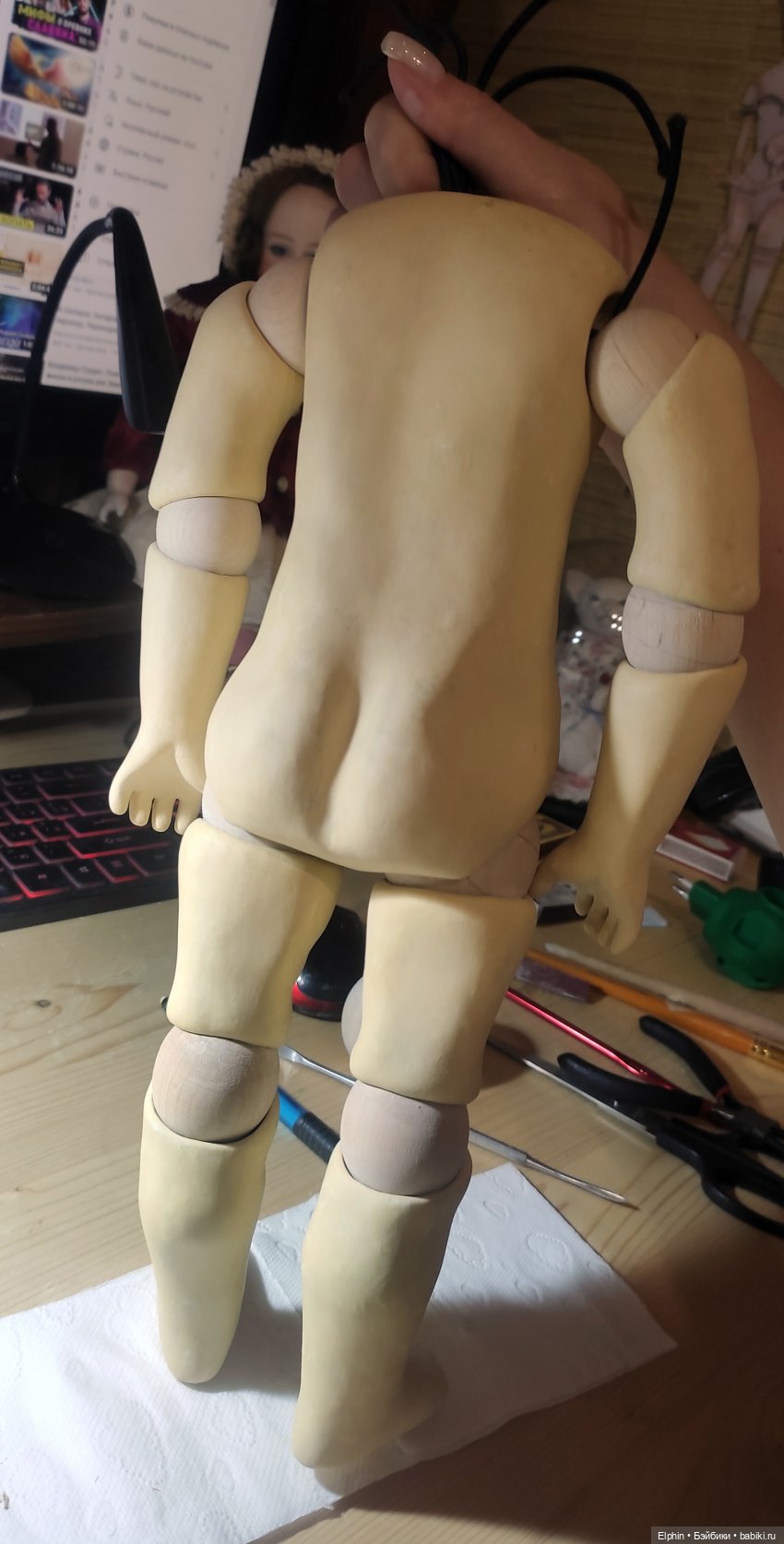 Одна из моих новых работ. Восковая кукла-реплика антикварного Schmitt et Fils (фото 2)