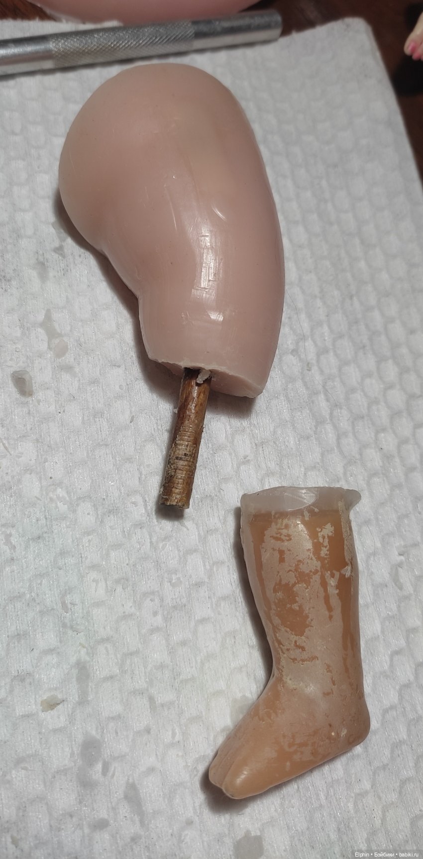 Реставрация цельнолитой восковой куклы