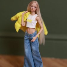 Авторская шарнирная кукла Хлоя (бланк) в помадке + голова Алиса в подарок!