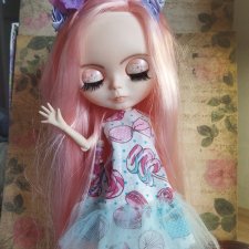 Кастом, ООАК Блайз белый тон, Розовый пиончик