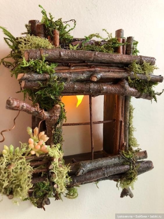 Декоративные окошки из природного материала (фото 7)