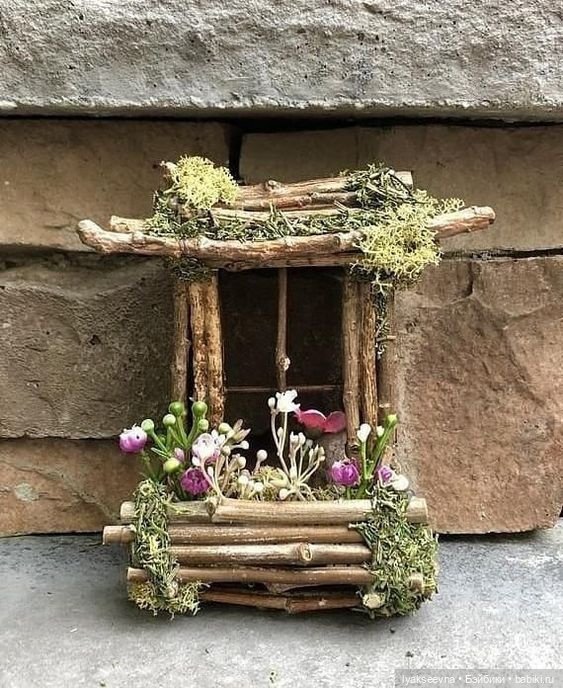 Декоративные окошки из природного материала (фото 3)