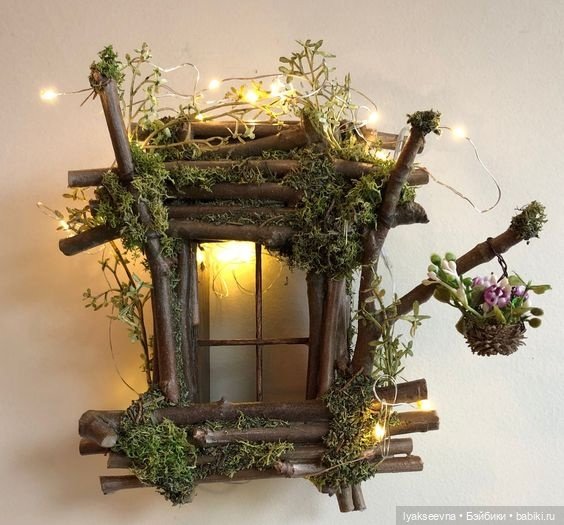 Декоративные окошки из природного материала (фото 2)