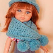 Вяжем куклам: берет и шарф спицами
