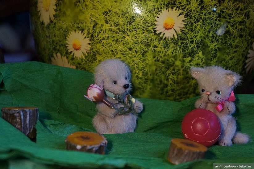 Приятелями были котенок и щенок. Часть 4. / Авторская игрушка