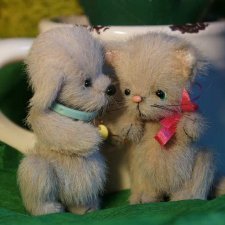 Приятелями были котенок и щенок. Часть 2. / Авторская игрушка