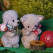 Приятелями были котенок и щенок. Часть 4. / Авторская игрушка