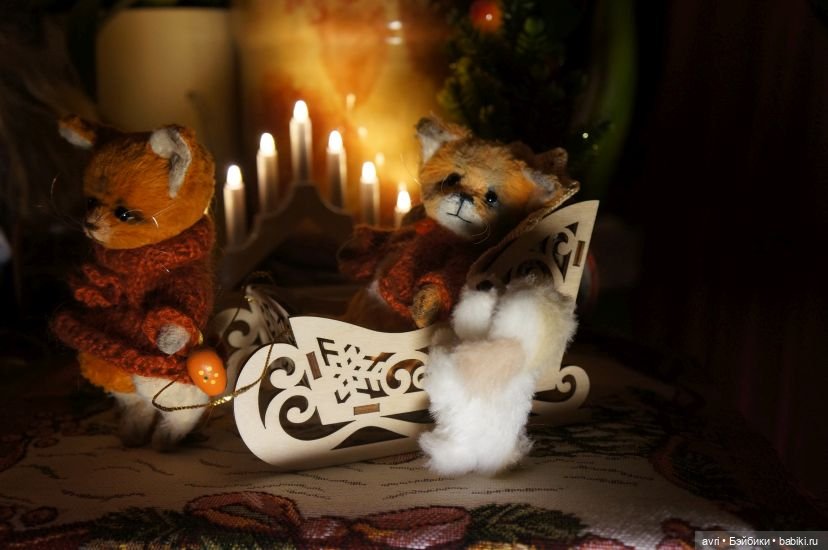 Лисята и зимушка-зима / Авторская игрушка