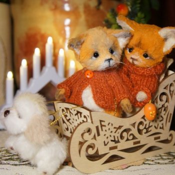Лисята и зимушка-зима / Авторская игрушка