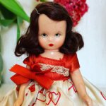 Винтажная кукла Nancy Ann storybook dolls с красным бантом