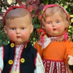 Антикварные немецкие целлулоидные куклы в оригинальных шведских одеждах
