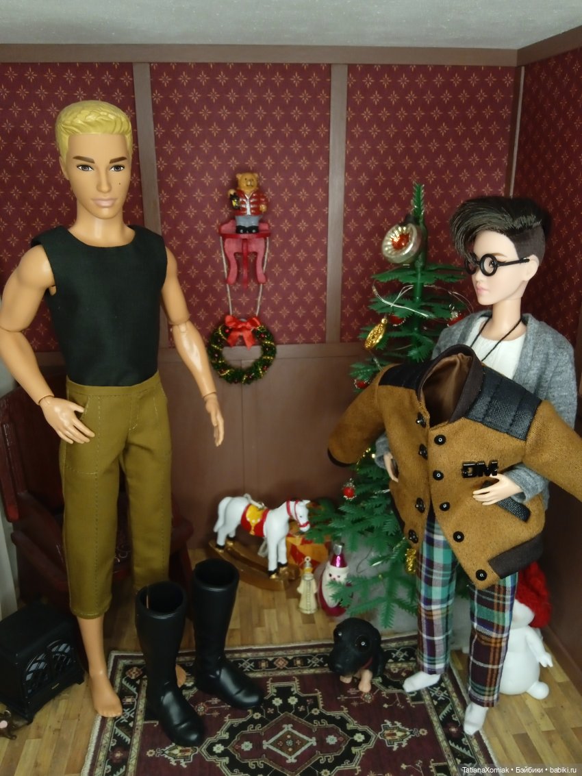 Ателье для кукол "Мышкин дом". Ёлка и Кен в пальто