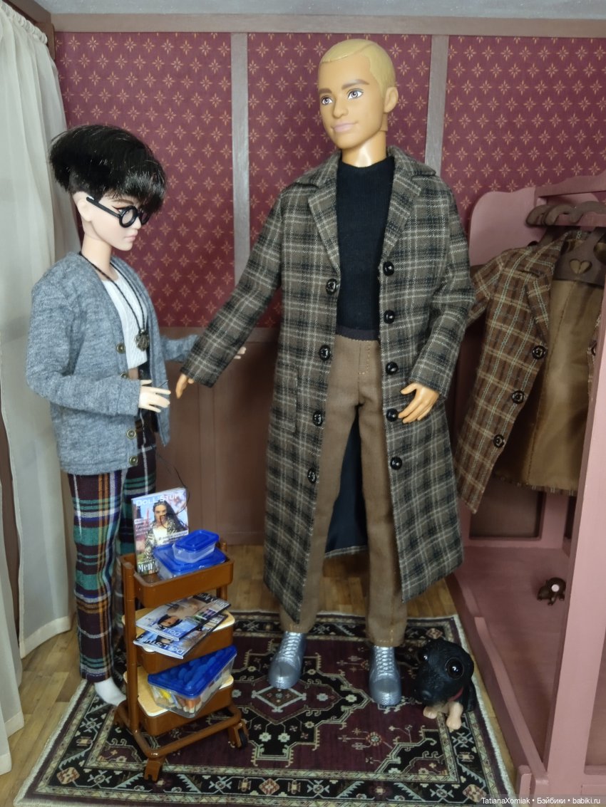 Ателье для кукол "Мышкин дом". Ёлка и Кен в пальто (фото 7)