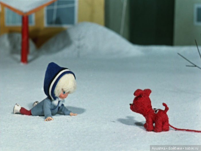 Новогодняя кукольная миниатюра - ночник по мотивам мультфильма СССР "Варежка"