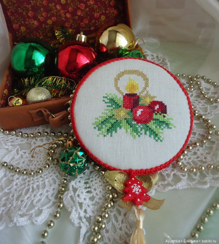 Новогодние украшения с вышивкой