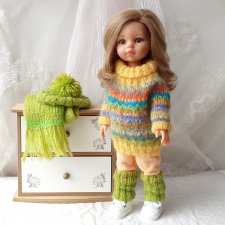 Теплый комплект одежды для куклы Paola Reina Паола Рейна Свитер Шапка Шарф Брюки Носки
