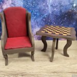 Английское кресло, шахматный столик 1:6 набор заготовок.