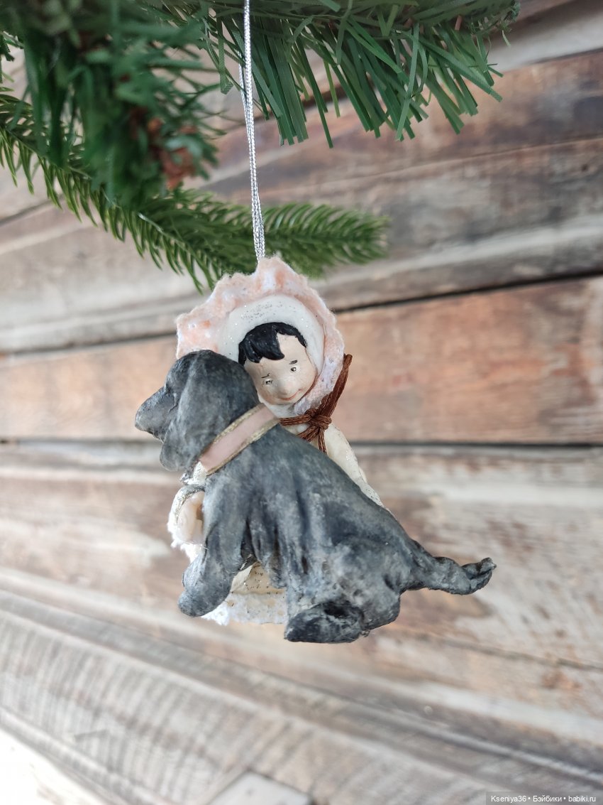 Девочка с собакой - Лёля — Ватные игрушки на елку: ретро (фото 6)
