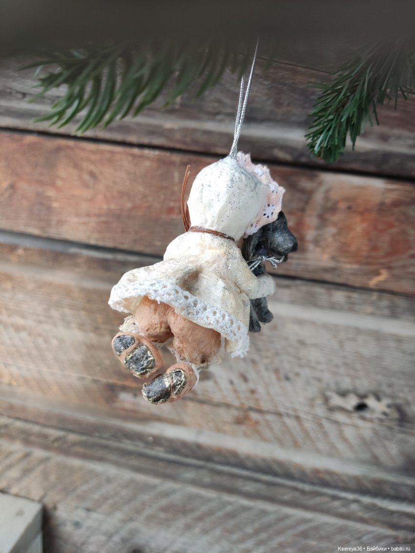 Девочка с собакой - Лёля — Ватные игрушки на елку: ретро (фото 7)