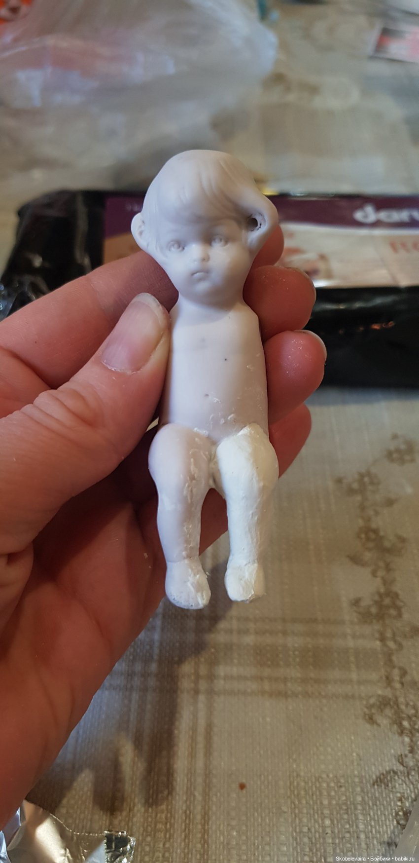 Реставрация антикварной куколки для последующего снятия гипсовых форм