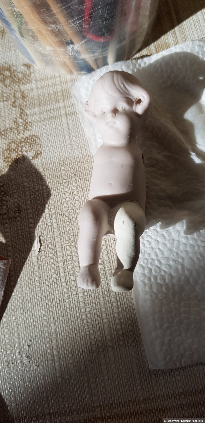 Реставрация антикварной куколки для последующего снятия гипсовых форм