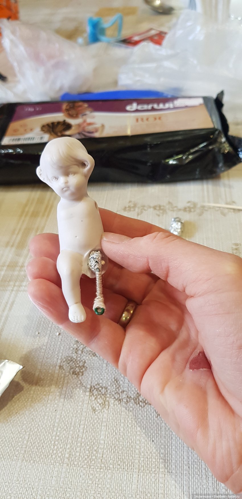 Реставрация антикварной куколки для последующего снятия гипсовых форм (фото 7)