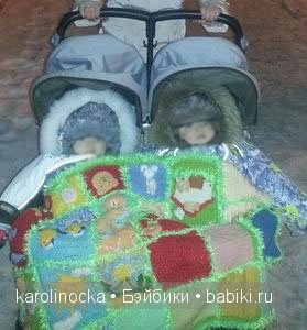 Наш вязанный шерстяной пледик из квадратиков с вышивкой (фото 2)