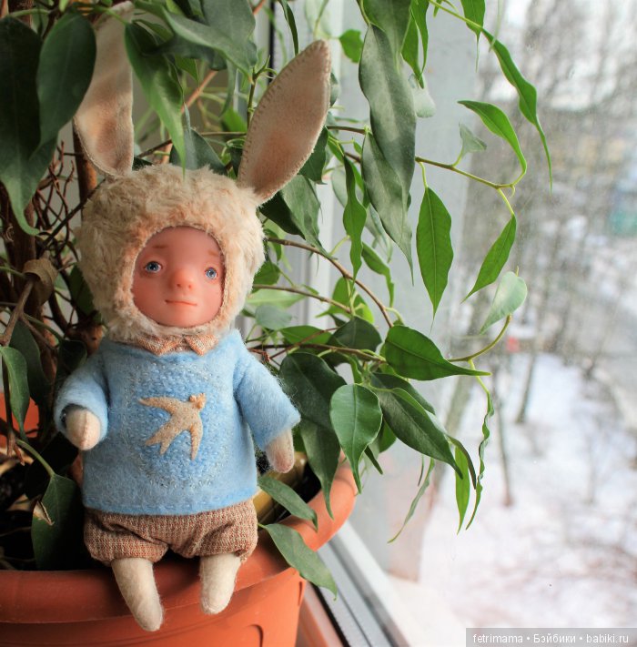 Зайчик-голубоглазый мальчик, кукла тедди долл (фото 6)