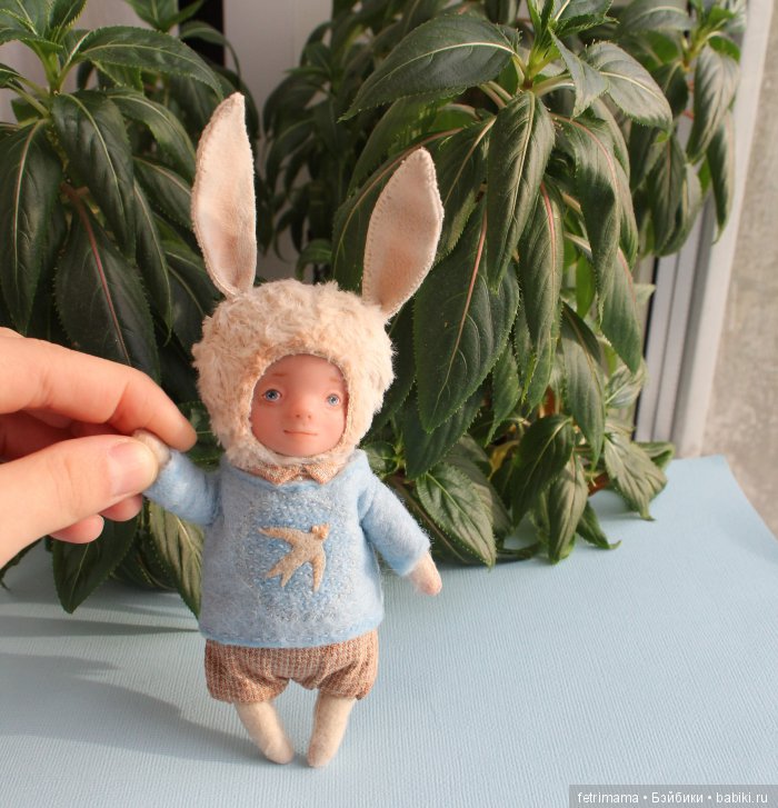 Зайчик-голубоглазый мальчик, кукла тедди долл (фото 3)