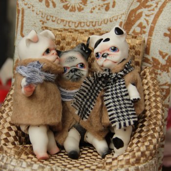 Собачки. Фарфоровые шарнирные.