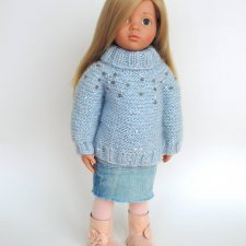 Вязаный свитер «оверсайз» на куклу Готц 47 см