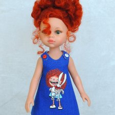 Льняное платье с ручной росписью на куклу Paola Reina 32 см Льняное платье с ручной росписью на куклу Paola Reina 32 см