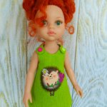 Льняное платье с ручной росписью "Колючий романтик" на кукол Paola Reina 33см