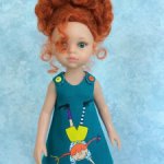 Льняное платье «Пеппи Длинныйчулок» с ручной росписью на куклу Paola Reina 32 см