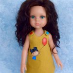 Льняное платье «Шарик» с ручной росписью на куклу Paola Reina 32 см