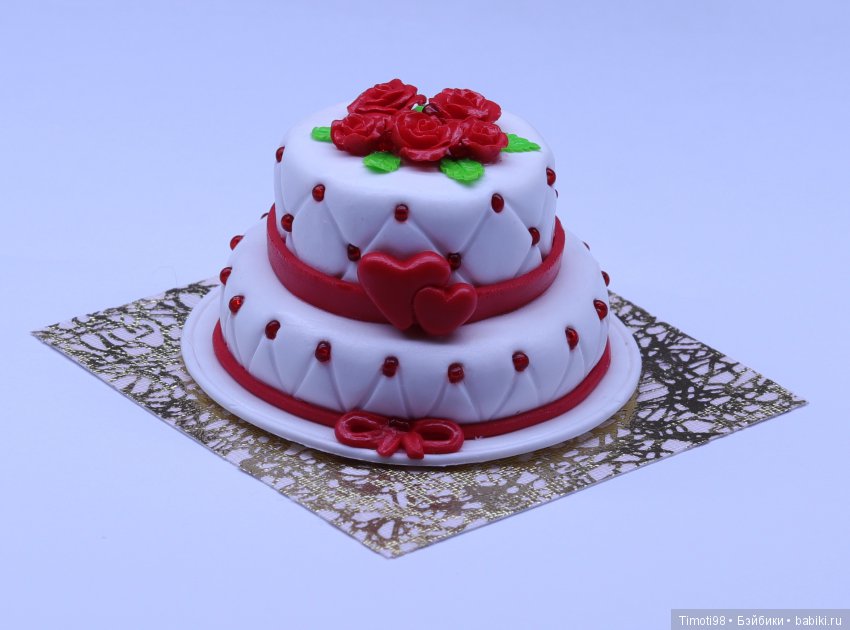 Свадебный торт — Кукольная миниатюра своими руками: еда (фото 6)