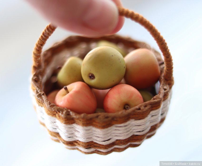 "Корзина яблок", кукольная миниатюра (фото 9)