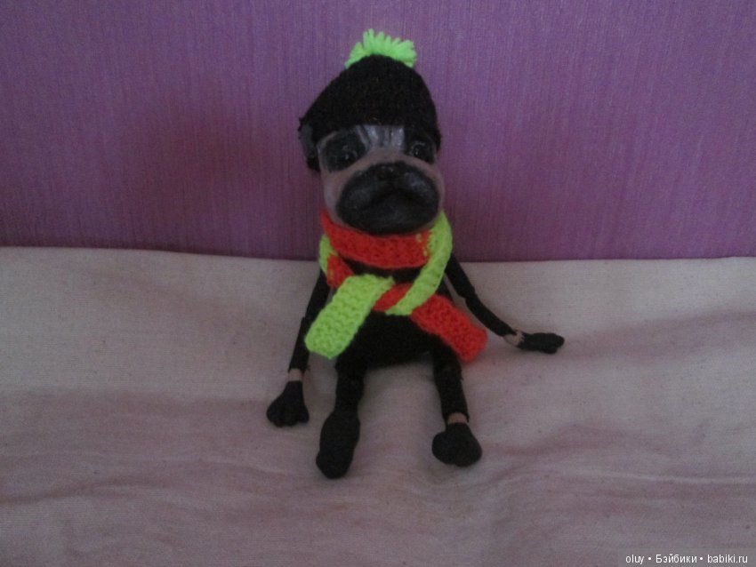 Грустный мопс — Авторские куклы из дерева