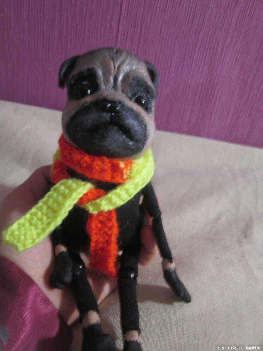 Грустный мопс — Авторские куклы из дерева (фото 2)