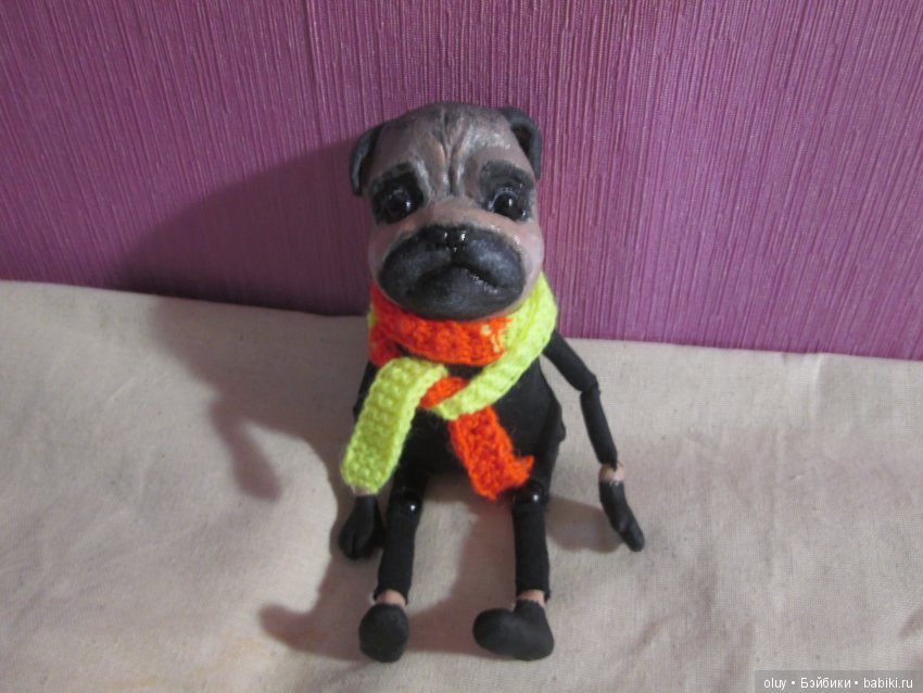 Грустный мопс — Авторские куклы из дерева (фото 3)