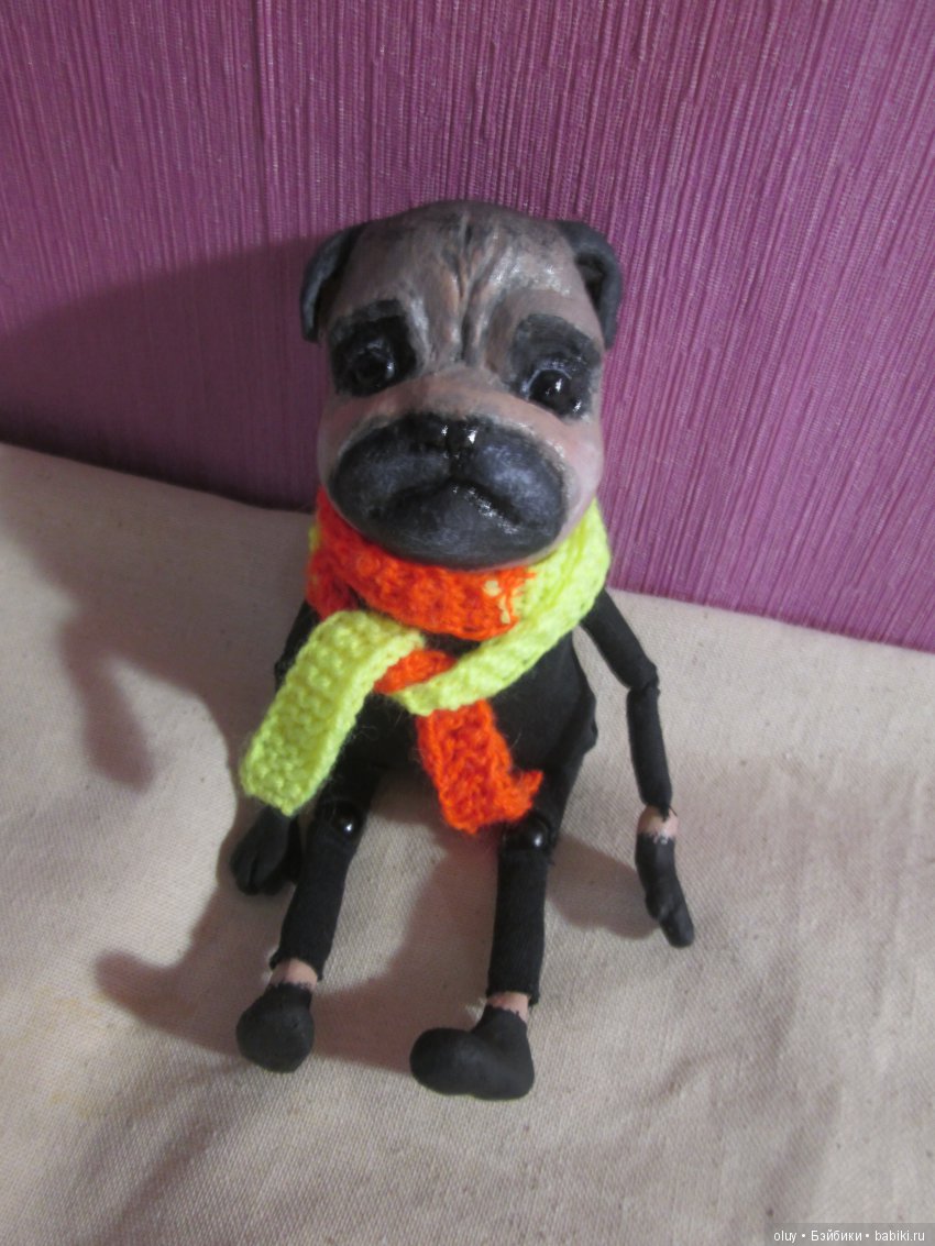 Грустный мопс — Авторские куклы из дерева (фото 5)