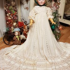 Шелковое антикварное платье на большую куклу