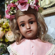 Антикварная кукла мулатка Симон Хальбиг, 44 см