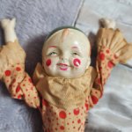 Старинная редкая заводная игрушка клоун. Целлулоид. Япония