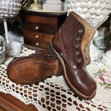 Антикварные кожаные детские ботинки для больших кукол