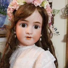 Большая антикварная девочка весна Симон Хальбик, 73 см