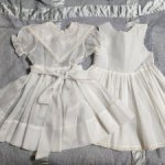 Винтажное детское платье с нижним платьем в комплекте для большой куклы